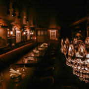 a dim lit, empty 4 Charles Prime Rib Restaurant