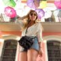 monica dimperio in old san juan puerto rico under the colorful umbrellas