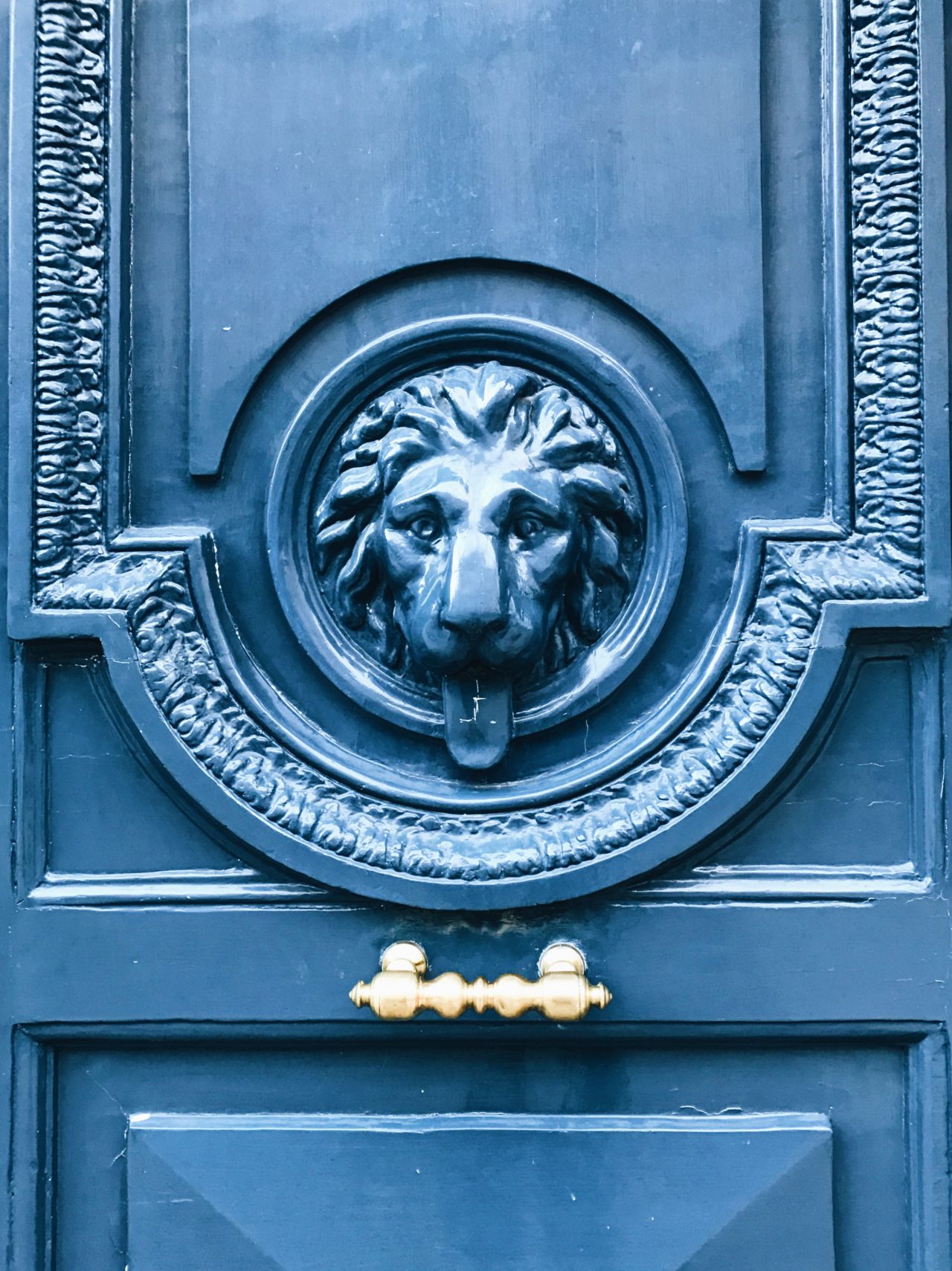 St. Germain des Pres blue lion door Paris