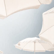 Outdoor Dining in the Hamptons under white umbrellas