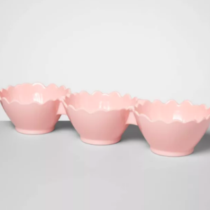 Triple Dip Floral Serving Bowl Pink