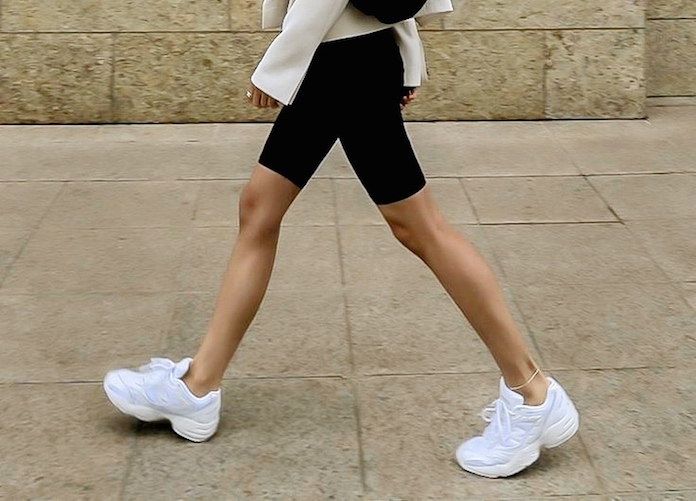 chunky white sneakers elevate your sweatsuit