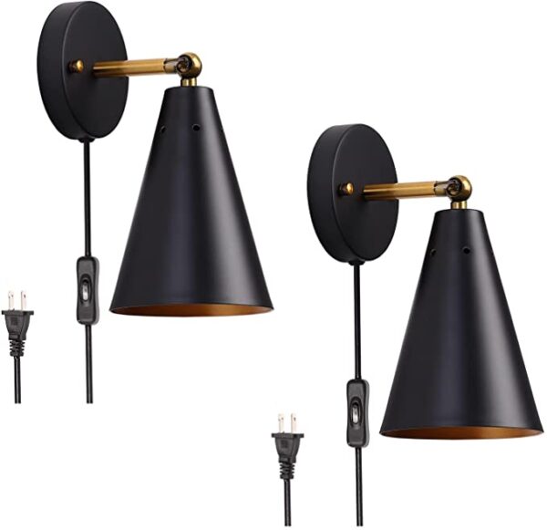 Black Industrial Wall Sconces - Set of Two