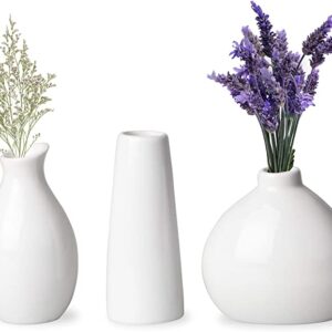 White Ceramic Bud Vases - 3pc